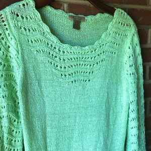 Peck & Peck Weekend Knit Green Sweater Top, Size M